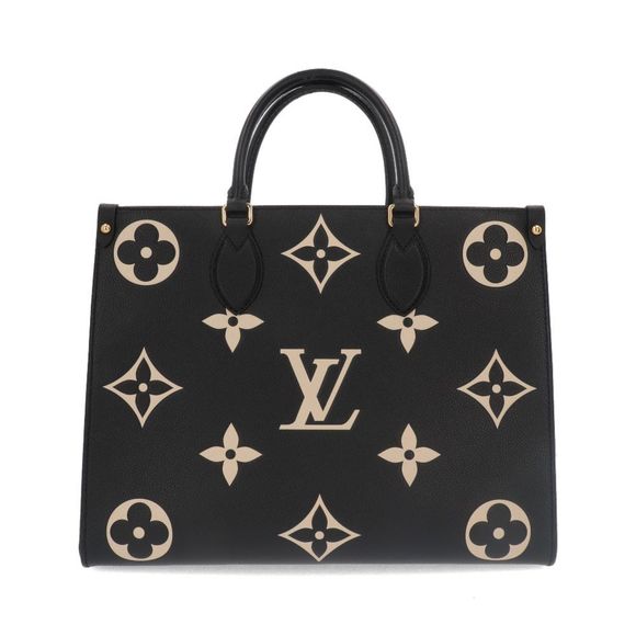 Louis Vuitton Tote Bag On The Go Leather Black Beige MM Shoulder Bag - Picture 1 of 8